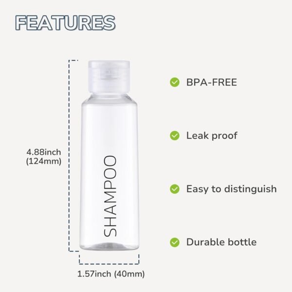 LISAPACK 3.4 oz Travel Bottles for Toiletries, 6pcs Travel Size Toiletries Bottles, Plastic Travel Containers for Shampoo Tsa Approved (Clear, 100ml) - Image 3